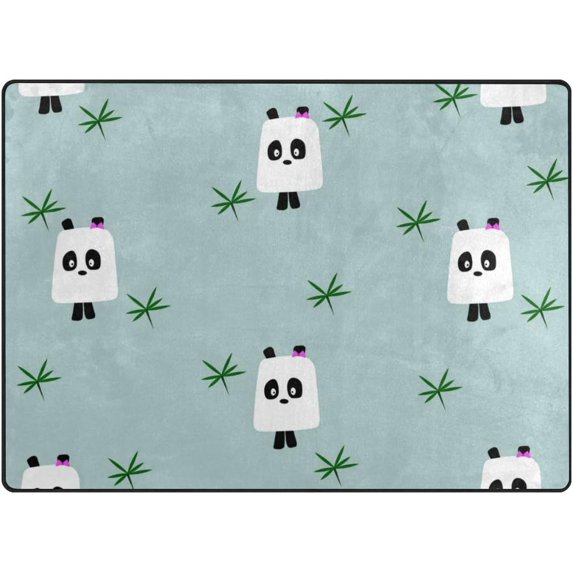 SKYSONIC Pandas Leaves Lightweight Carpet Mats Area Soft Rugs Floor Mat Rug Home Decoration for Kids Room Living Room 63 x 48 inches