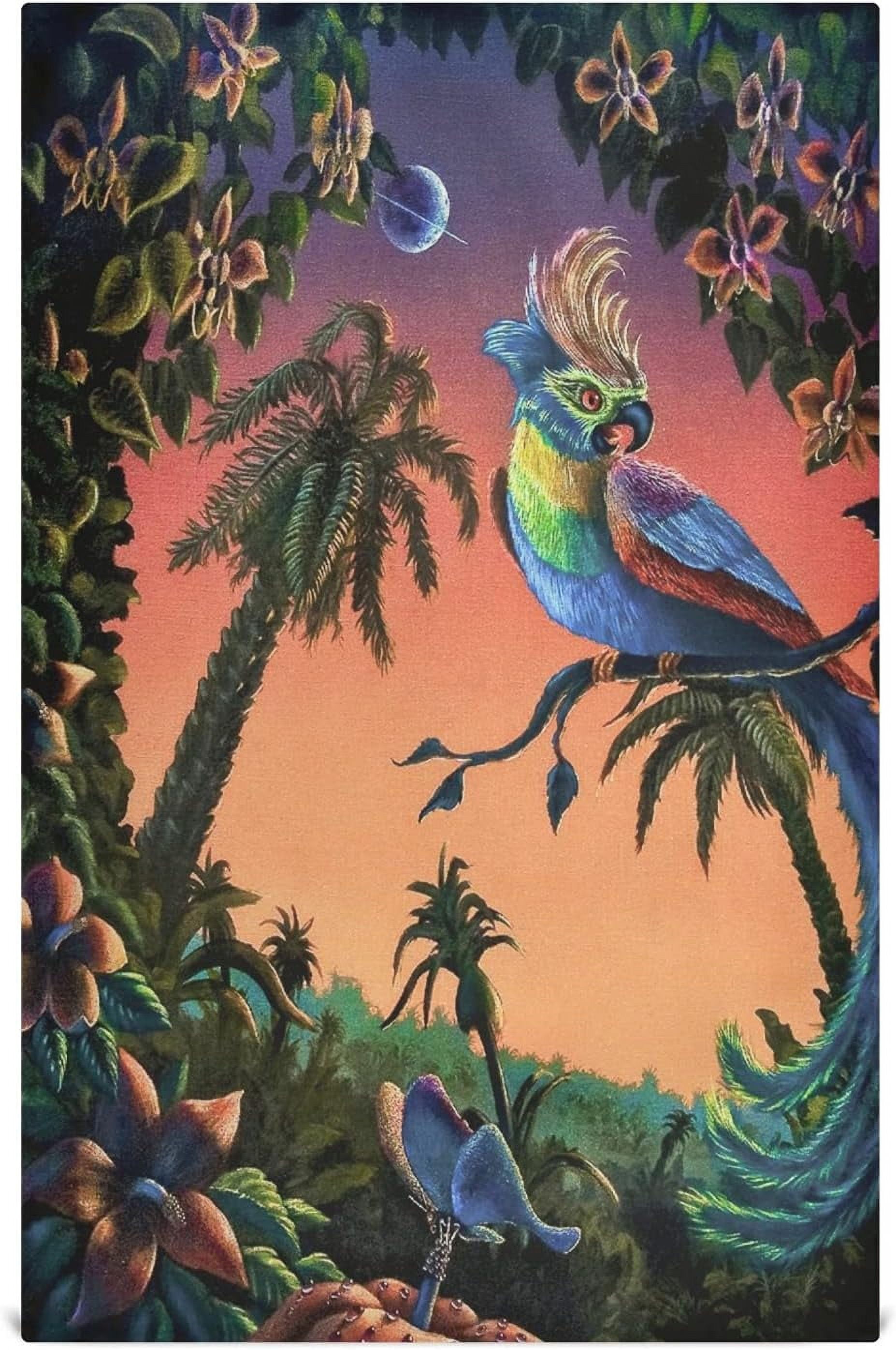 SKYSONIC Parrot Flower Sunset Kitchen Dish Towels, 18 Inch x 28 Inch