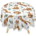 thumbnail image 1 of SKYSONIC Pattern Foxes Leafes Round Tablecloth 60inch Indoor Wrinkle Free, Cartoon Style Circular Lace Table Cover Washable for Kitchen Party BBQ Dining Decor, 1 of 7