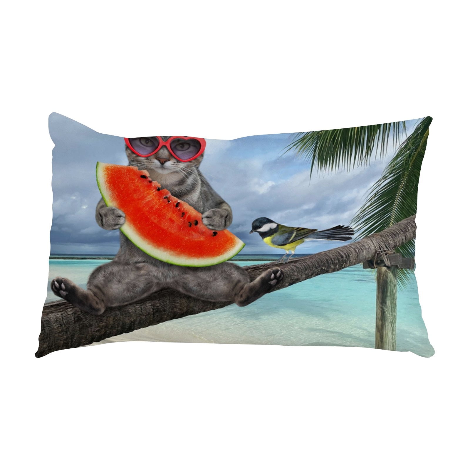 SKYSONIC Pillowcase for Hair and Skin Breathable SlipCool,A Gray Cat