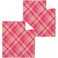 thumbnail image 1 of SKYSONIC Pink Plaid Cotton Washcloths Set of 4, Highly Absorbent Soft Fingertip Towel for Bathroom, Gym, Hotel and Spa, 12 x 12 Inch, 1 of 7