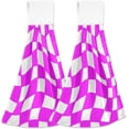thumbnail image 1 of SKYSONIC Pink White Checkerboard Hanging Hand Towels with Hanging Loop, Hand Towels Soft Thick Dish Cloth Hand Towels for Kitchen Bathroom, with Hanging Loop, 12"x17", 1 of 6