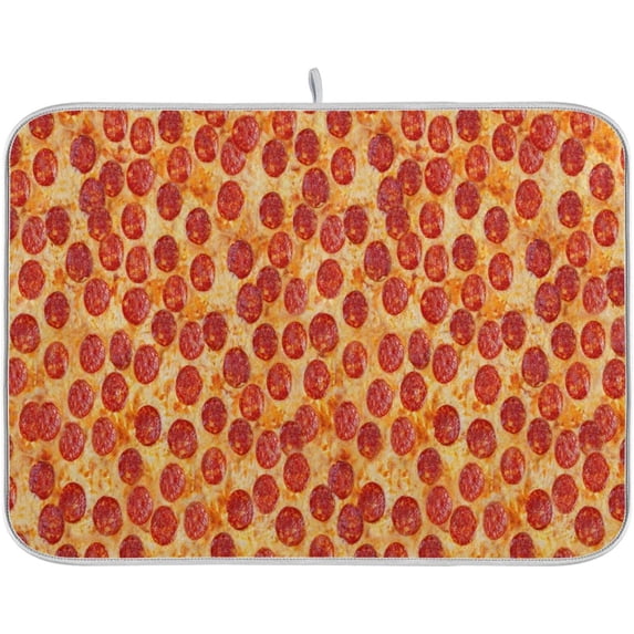 SKYSONIC Pizza Spaghetti Dish Drying Mat for Kitchen Counter Foldable Absorbent Dish Drainer Farmhouse Dish Mats Drying Pad Dish Drainer Rack Mats for Counter 16x18