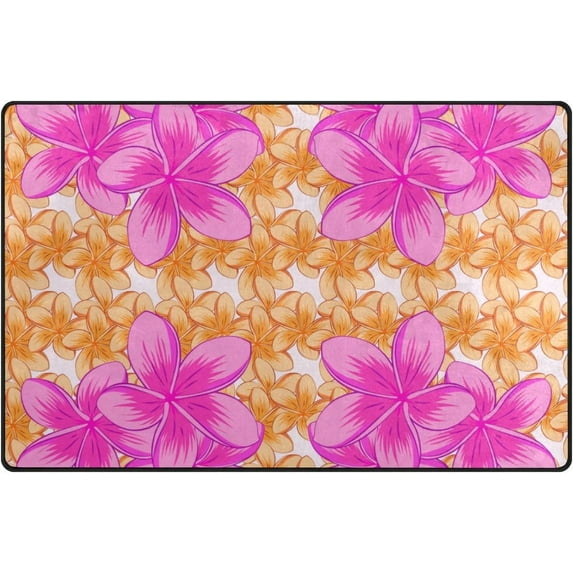 SKYSONIC Plumeria Flower Area Rug Pad 60x39 inch, 100% Light Weight Polyester Fabric for Living Bedroom