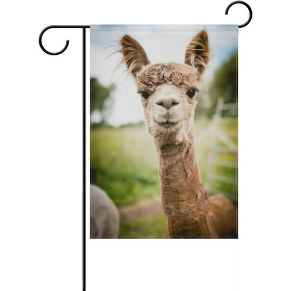 SKYSONIC Portrait of Brown Alpaca Double-Sided Printed Garden House Sports Flag - 12x18in Polyester Decorative Flags for Courtyard Garden Flowerpot