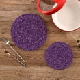 thumbnail image 1 of SKYSONIC Purple Glitter Bling Trivet Round Hot Pads, Set of 2 Shiny Unique Pot Holder Heat Resistant Trivets Cotton Thread Weave Mats for Kitchen Counter Hot Dishes Pot Teapot Table Decor, 1 of 7