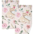 thumbnail image 1 of SKYSONIC Rainbow Rabbit Flower Patterned Hand Towels 2 PCS, Cotton Bath Towel for Drying Face Hands Body ,Absorbent Lightweight Towels for Bathroom Ktichen Travel Gym, 16"x28", 1 of 7