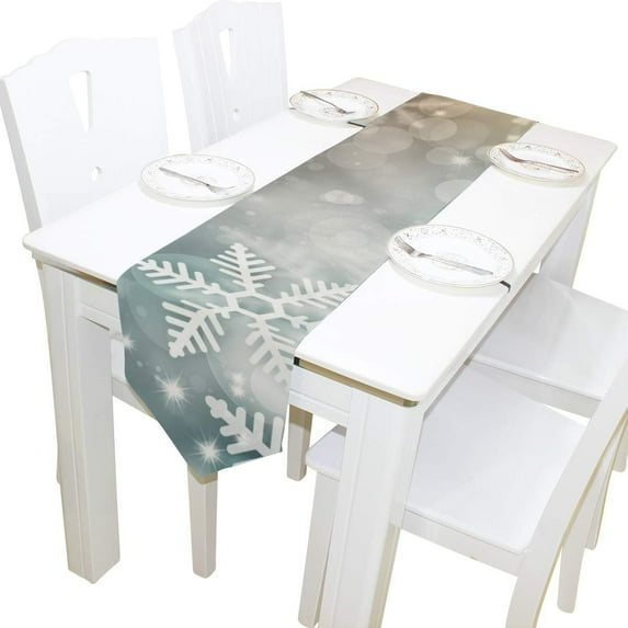 SKYSONIC Rectangle Beautiful Snowflake Christmas Printed Table Runner 13x70in for Wedding Birthday Holiday