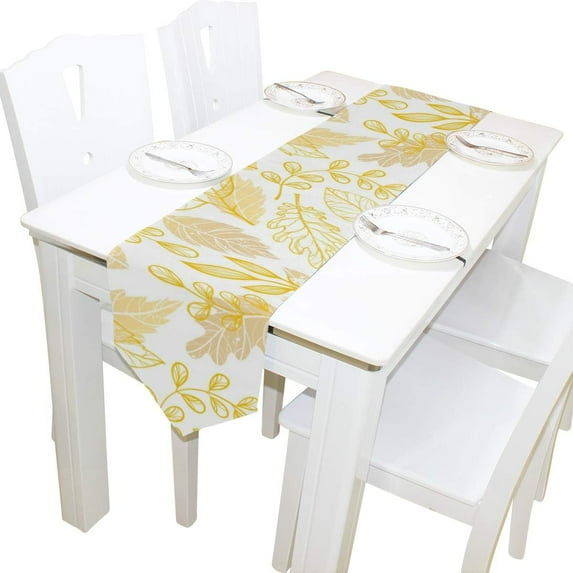 SKYSONIC Rectangle Bright Leaves in Fall Colors Printed Table Runner 13x90in for Wedding Birthday Holiday