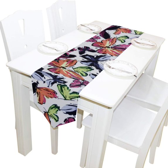 SKYSONIC Rectangle Cloth Table Runner Butterfly Painting Table Cover 13x70in for Wedding Birthday Holiday