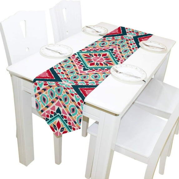 SKYSONIC Rectangle Cloth Table Runner Ethnic Design Table Cover 13x70in for Wedding Birthday Holiday