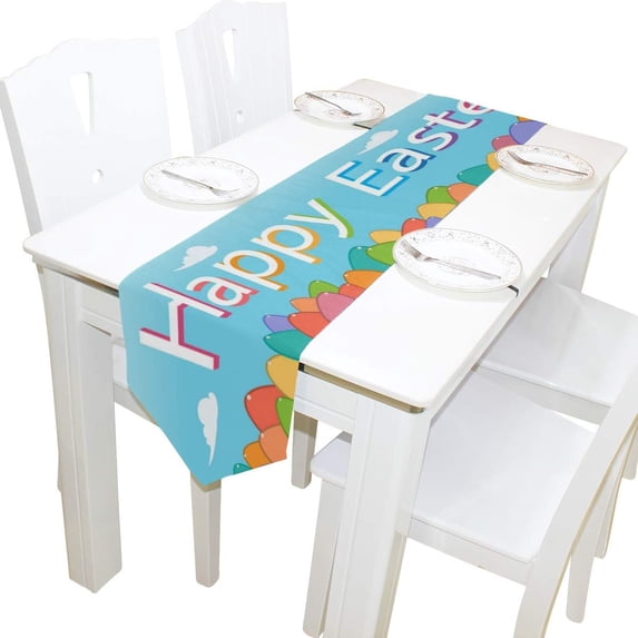 SKYSONIC Rectangle Easter Decorated Colorful Egg Printed Table Runner 13x90in for Wedding Birthday Holiday