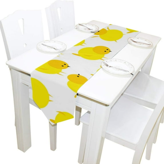 SKYSONIC Rectangle Easter Little Chicken Printed Table Runner 13x70in for Wedding Birthday Holiday