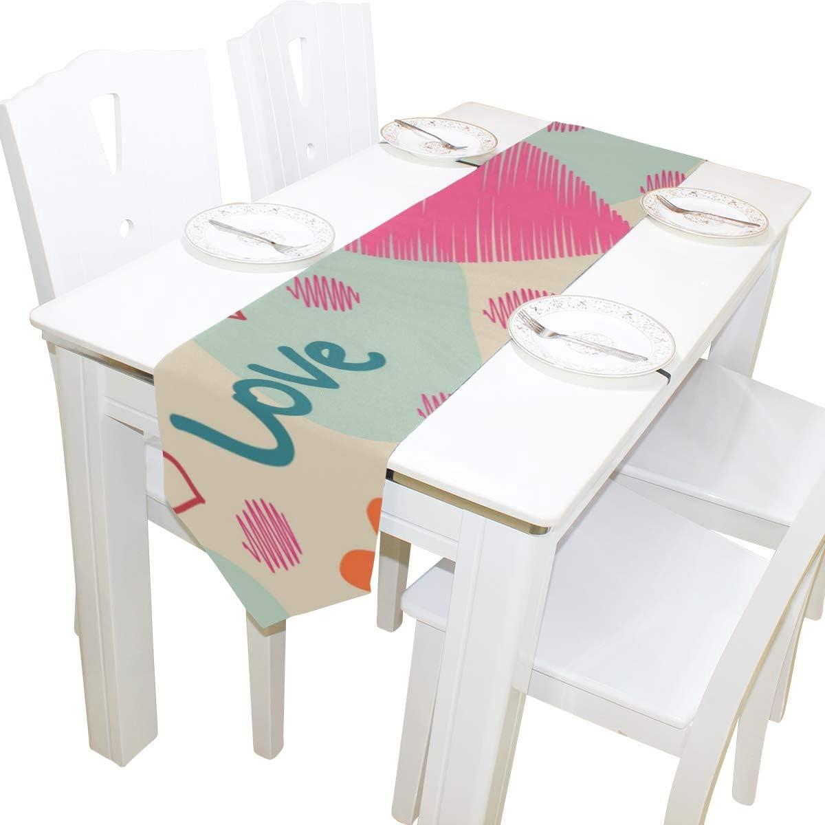 SKYSONIC Rectangle Pretty Seamless Pattern with Hearts Printed Table ...