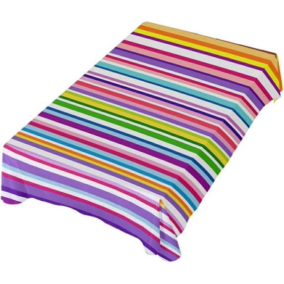 SKYSONIC Rectangle Table Cloth Colorful Striped Tablecloth Waterproof Anti-Shrink Soft and Wrinkle Resistant Decorative Fabric Table Cover for Outdoor Picnic/Kitchen Dining 54x54In