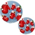 thumbnail image 1 of SKYSONIC Red Christmas Mittens Pot Holders Trivets, 2 Pcs Heat Resistant Trivets for Hot Dishes,Happy New Year Cotton Thread Weave Trivet Mats for Hot Pads Pans Pot Bowl Teapot for Kitchen Decor, 1 of 7