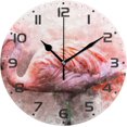 thumbnail image 1 of SKYSONIC Red Flamingo Wall Clock 10 Inch Silent Non Ticking Round Clock Oil Painting Clock Easy to Read Clock for Living Room Bedroom Bathroom Home Decor, 1 of 7