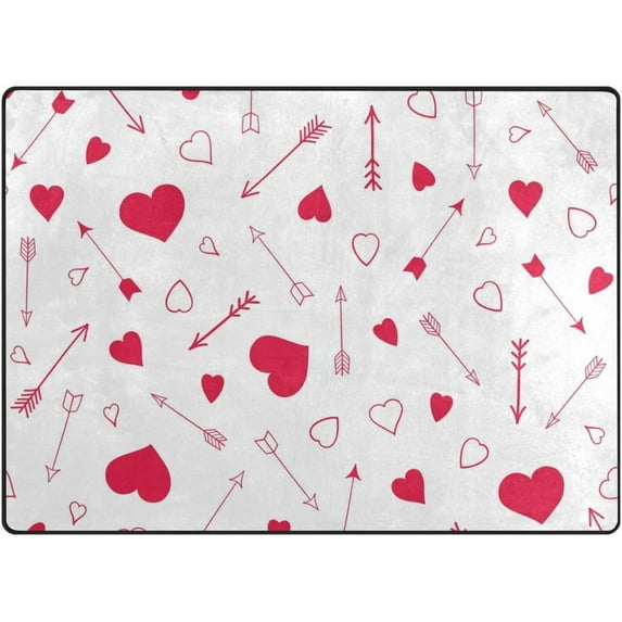 SKYSONIC Red Hearts and Arrows Lightweight Carpet Mats Area Soft Rugs Floor Mat Rug Home Decoration for Kids Room Living Room 80 x 58 inches
