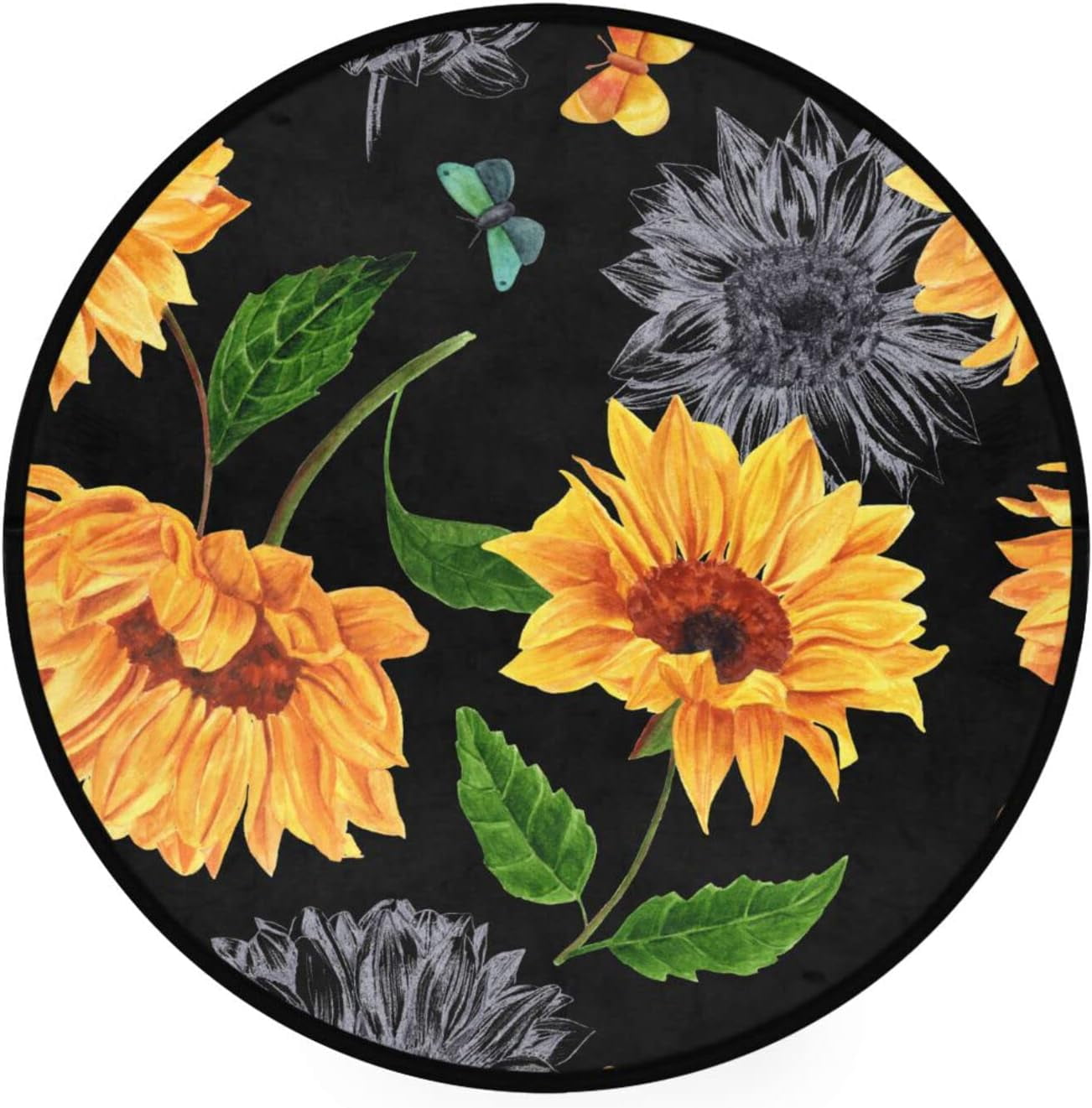 SKYSONIC Round Area Rug Chair Couch Cover Area Rug for Bedroom Floor ...