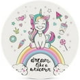 thumbnail image 1 of SKYSONIC Round Drink Coasters 2 Pcs Cute Unicorn on Rainbow Absorbent Ceramic Coaster with Cork Base for Coffee Cups for Home Decor, 1 of 6