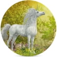thumbnail image 1 of SKYSONIC Round Drink Coasters Unicorn Stands in a Meadow Absorbent Ceramic Coaster with Cork Base for Coffee Cups for Home Decor 4 pcs, 1 of 6