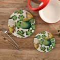 thumbnail image 1 of SKYSONIC Saint Patrick Day Clover Pot Holders Trivets, 2 Pcs Heat Resistant Trivets,Gold Coin Beer Cotton Thread Weave Mats for Hot Pads Pans Pot Bowl Teapot for Kitchen Decor, 1 of 7