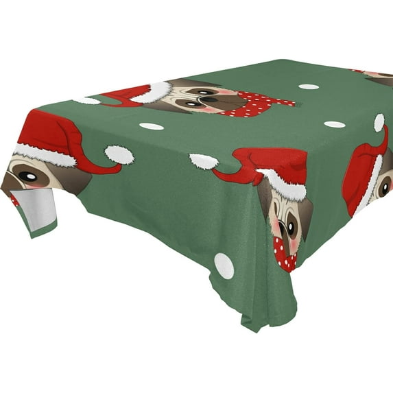 SKYSONIC Santa Claus Tablecloth Waterproof Washable Polyester Square Table Cover Durable Tablecloth for Kitchen Dining Table Party Decor (54 X 54 Inch)