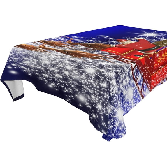 SKYSONIC Santa Claus Tablecloth Waterproof Washable Polyester Square Table Cover Durable Tablecloth for Kitchen Dining Table Party Decor (60 X 108 Inch)
