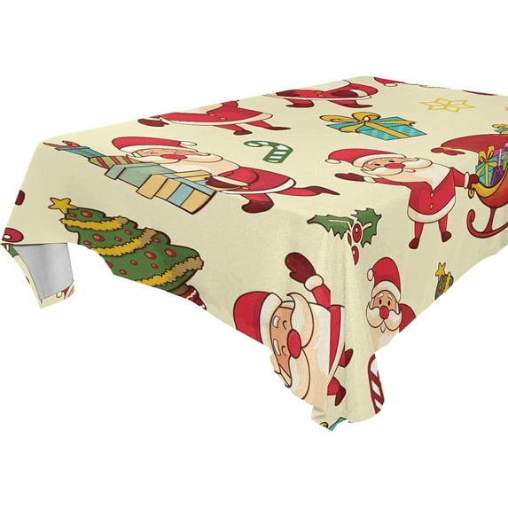 SKYSONIC Santa Claus Tablecloth Waterproof Washable Polyester Square Table Cover Durable Tablecloth for Kitchen Dining Table Party Decor (60 X 60 Inch)
