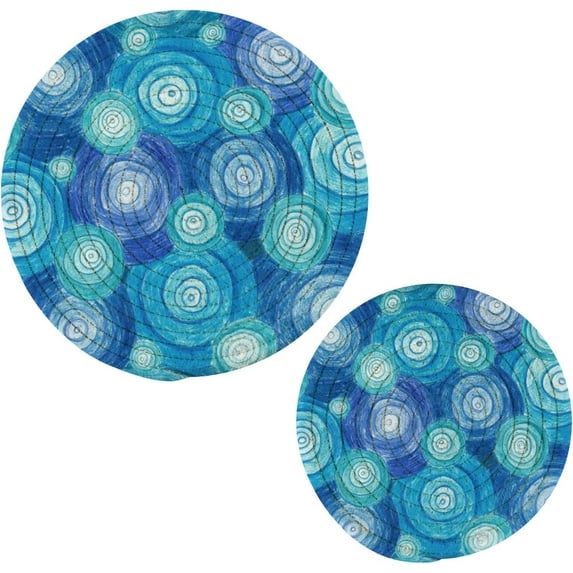 SKYSONIC Sea Wave Pot Holders Trivets, 2 Pcs Heat Resistant Trivets,Blue Summer Cotton Thread Weave Mats for Hot Pads Pans Pot Bowl Teapot for Kitchen Decor