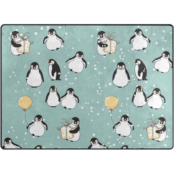 SKYSONIC Seamless Penguin Pattern Area Rug Carpet 60x48 inch Light Weight Polyester for Living Bedroom