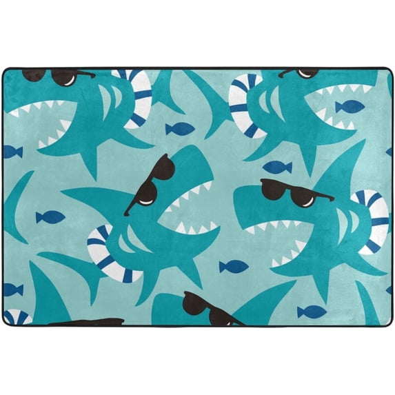 SKYSONIC Seamless Shark Pattern Lightweight Carpet Mats Area Soft Rugs Floor Mat Rug Decoration for Kids Room Living Room Bedroom 72 x 48 inches