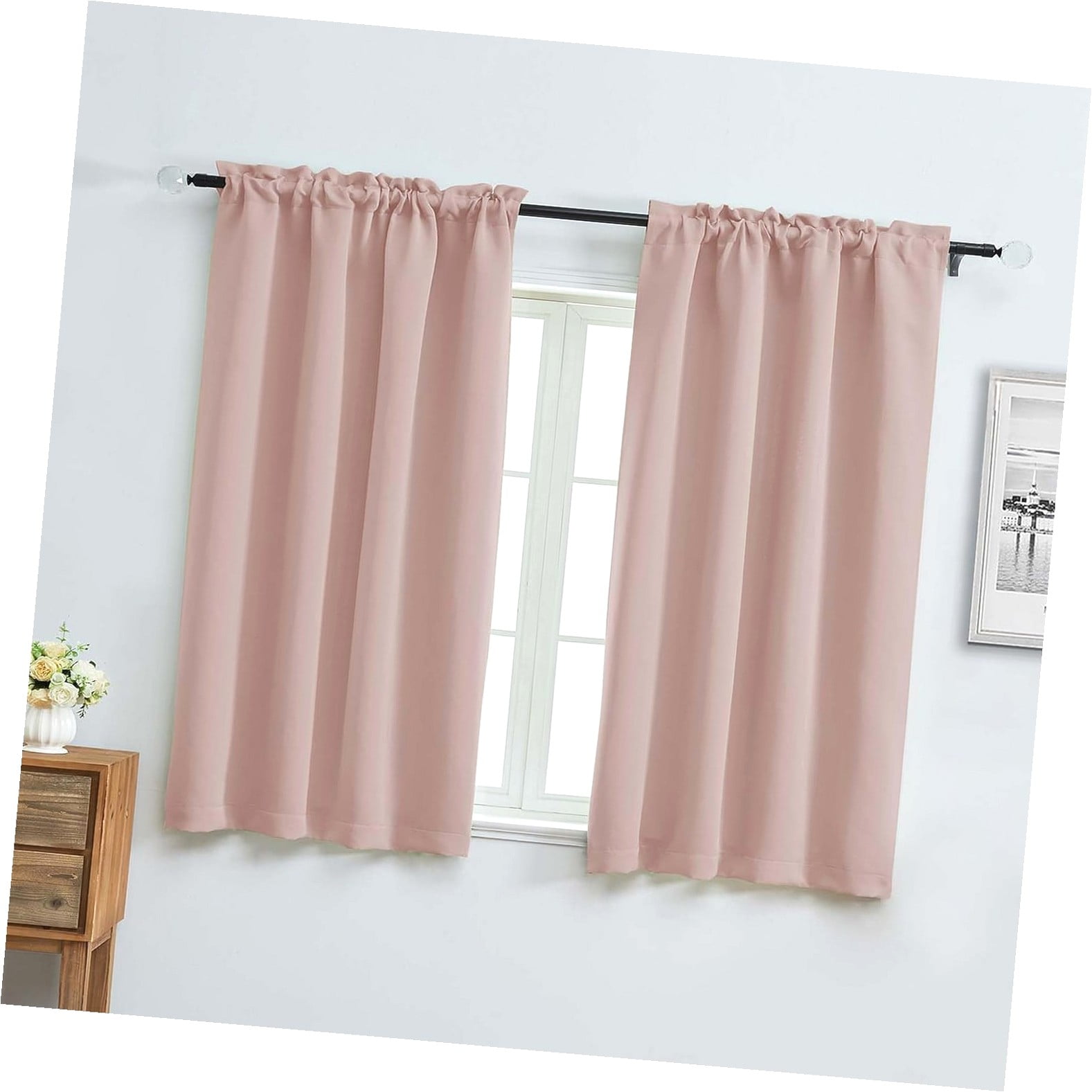 SKYSONIC Short Curtains for Bedroom 54 Inches Long 2 Panels Set ...
