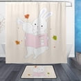 thumbnail image 1 of SKYSONIC Shower Curtain and Rug Set Cute Mom and Baby Rabbit Reading Polyester Waterproof Bath Curtain and Mat for Bathroom with Hooks 72 x 72 Inches, 1 of 6