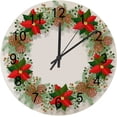thumbnail image 1 of SKYSONIC Silent Wooden Round Wall Clock Christmas Wreath on White Non Ticking Battery Operated Clocks for Home Office Living Room Bedroom, 1 of 6