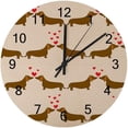 thumbnail image 1 of SKYSONIC Silent Wooden Round Wall Clock Lovely Dachshund Couples Non Ticking Battery Operated Clocks for Home Office Living Room Bedroom, 1 of 3