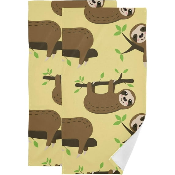 SKYSONIC Sloth Soft Hand Towels set of 2, Absorbent Bath Towel Decorative Fingertip Towels for Bathroom Gym Spa Hotel Beach Swimming Pool,14.4 x 28.3 inch