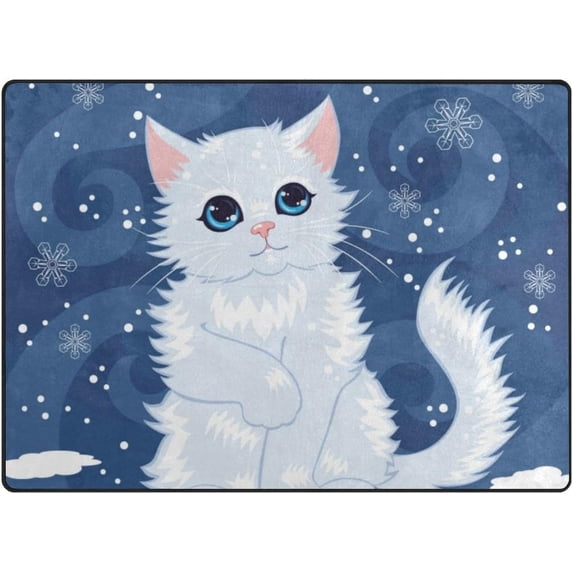 SKYSONIC Snow Kitten 80x58 inches Lightweight Soft Area Rug Mat Indoor Floor Rugs Home Decoration for Kids Room Living Room