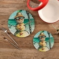 thumbnail image 1 of SKYSONIC Snowman Beach Seaside Pot Holders Trivets, 2 Pcs Heat Resistant Trivets, Cotton Thread Weave Mats for Hot Pads Pans Pot Bowl Teapot for Kitchen Decor, 1 of 7