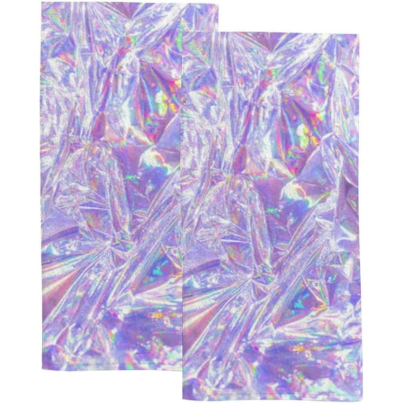 SKYSONIC Soft Hand Towels Set of 2 Towels Beautiful Holographic Style Absorbent Washcloths Multipurpose for Bathroom Gym Hotel Spa