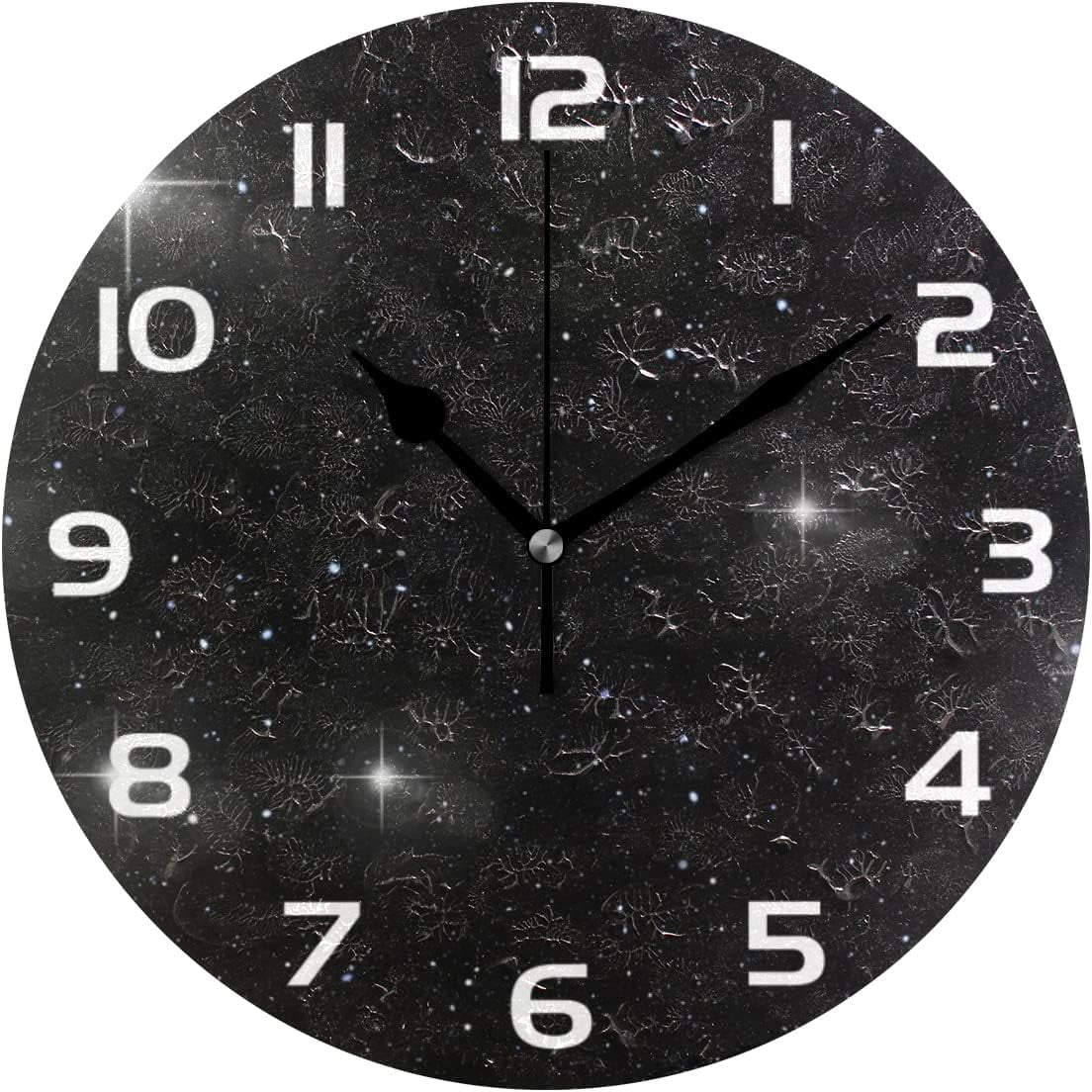 SKYSONIC Space Galaxy Wall Clock 10 Inch Silent Non Ticking Round Clock ...