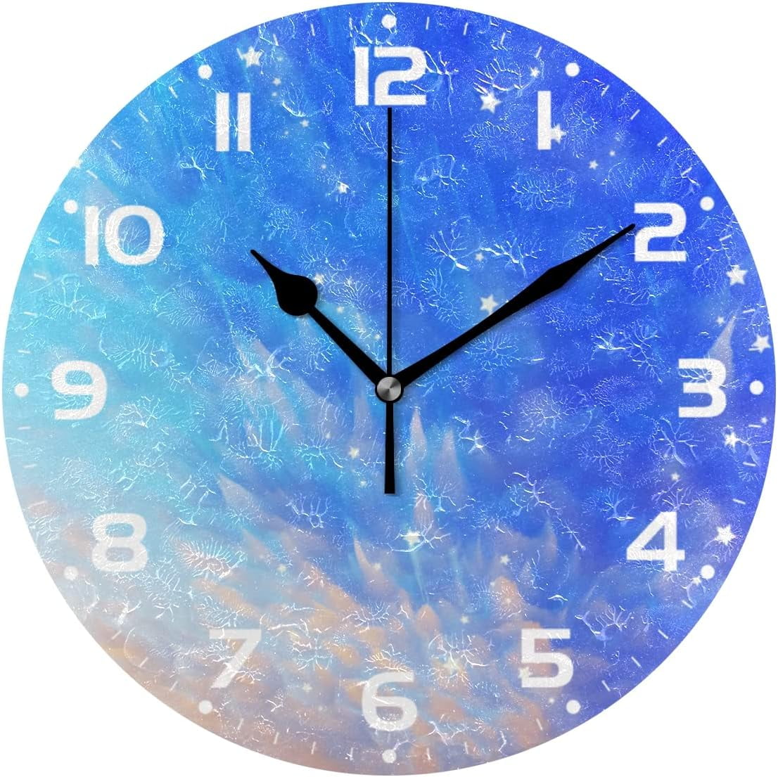 SKYSONIC Space Galaxy Wall Clock 10 Inch Silent Non Ticking Round Clock