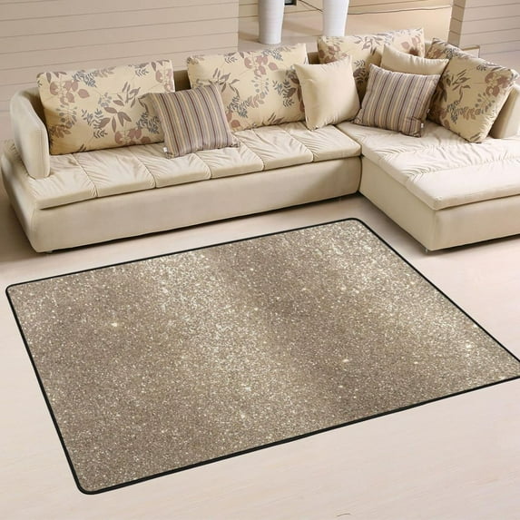 SKYSONIC Sparkles Silver Glitter Non-Slip Area Rug, Vivid Bling Floor Carpet for Indoor Front Porch,Living Room, Bedroom,Kitchen ,36"x24"