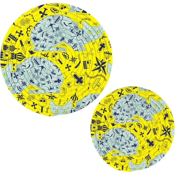 SKYSONIC Sphynx Cat Doodle Pot Holders Trivets, 2 Pcs Heat Resistant Trivets,Anchor Dollor Cotton Thread Weave Mats for Hot Pads Pans Pot Bowl Teapot for Kitchen Decor