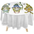 thumbnail image 1 of SKYSONIC Spring Easter Gnomes Round Tablecloth 60inch Indoor Wrinkle Free, Hand Drawn Circular Lace Table Cover Washable for Kitchen Party BBQ Dining Decor, 1 of 7