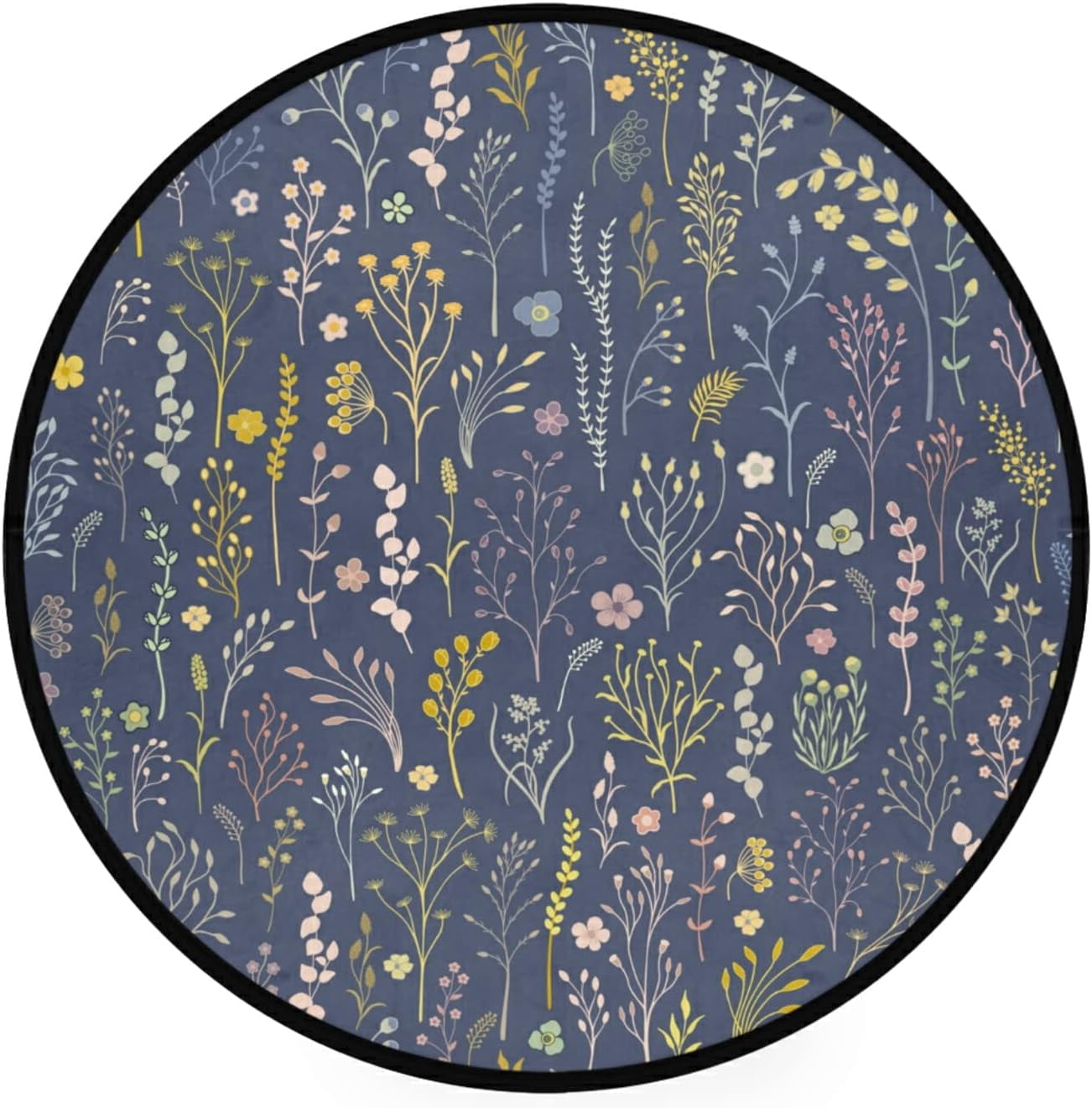 SKYSONIC Spring Flower PatternRound Area Rug Chair Couch Cover Area Rug ...
