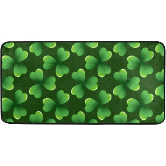 SKYSONIC St Patrick's Day Clover Kitchen Rug Non-Slip Bath Rug Doormats Anti Fatigue Runner Comfort Floor Mat 39 x 20 Inch