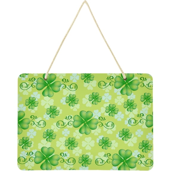SKYSONIC St. Patrick's Day Clover Welcome Sign Front Door Decor Wall Hanging Plaque Rectangular Door Hanging Sign Porch Decorations for Home Outdoor Indoor Holiday