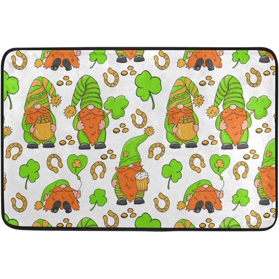 SKYSONIC St. Patrick's Day Irish Gnomes Door mat Non Slip Floor Door Rug Soft Floor Mat for Kitchen Garden Bedroom Indoor Outdoor Entrance Home Holiday Decoration 23.6" x15.7"
