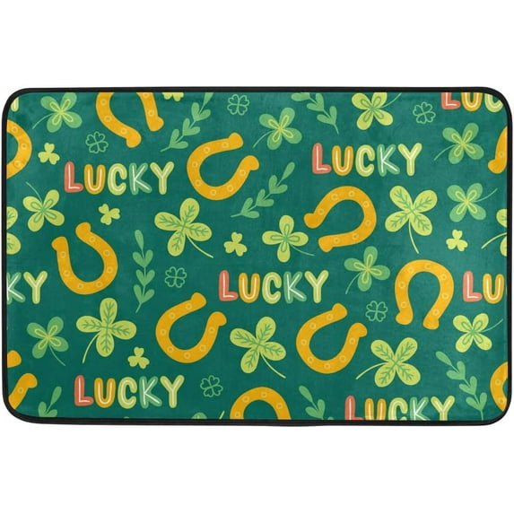 SKYSONIC St. Patrick's Day Lucky Clover Door mat Non Slip Floor Door Rug Soft Floor Mat for Kitchen Garden Bedroom Indoor Outdoor Entrance Home Holiday Decoration 23.6" x15.7"